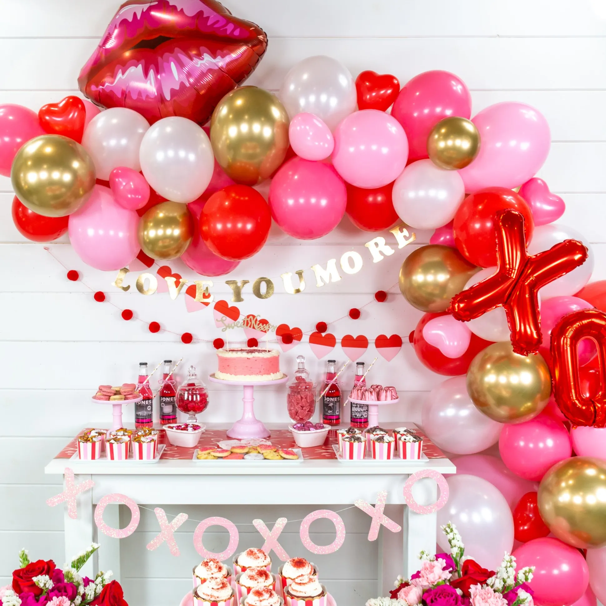 Pink, Red, & White Valentine's Day Balloon Garland Kit 9ft