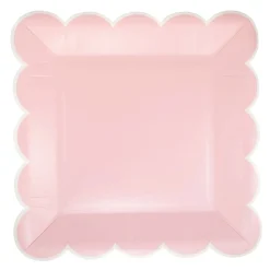 Pink Scalloped Square Lunch Plates 8ct