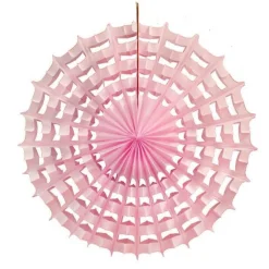 Pink Spiderweb Tissue Paper Fan 27in