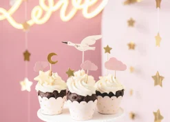 Pink Stork Cake Toppers 7ct
