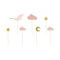 Pink Stork Cake Toppers 7ct