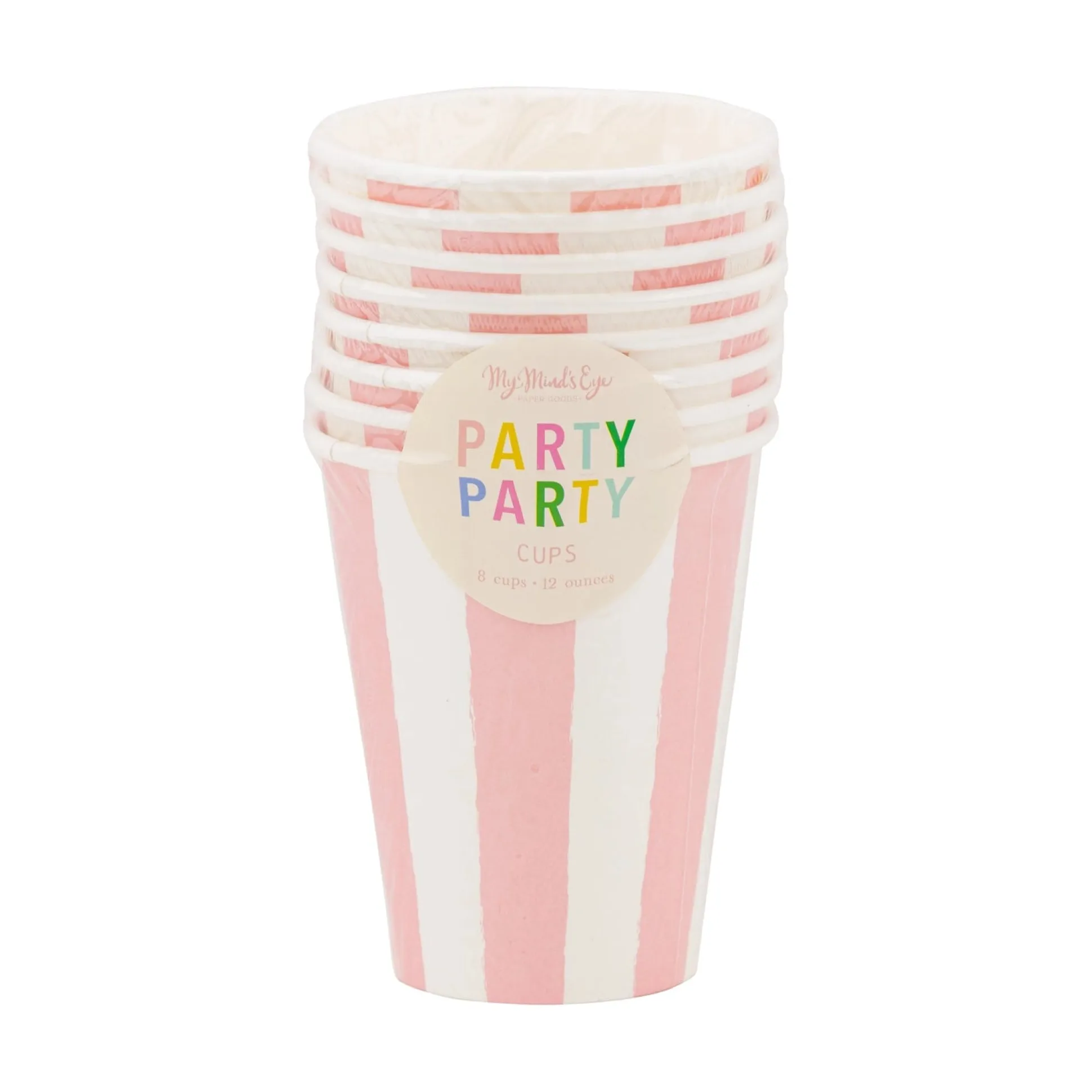 Pink Striped Paper Cups 8ct