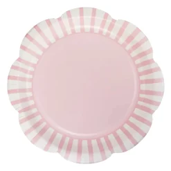 Pink Stripe Scalloped Lunch Plates 8ct