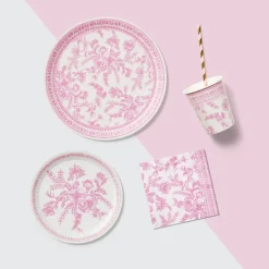 Pink Toile Dessert Plates 10ct