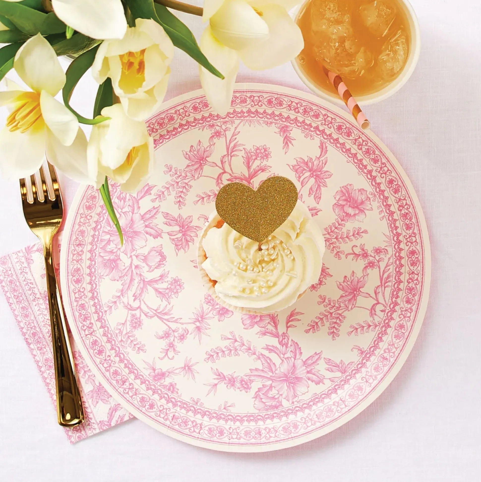 Pink Toile Paper Cups 10ct