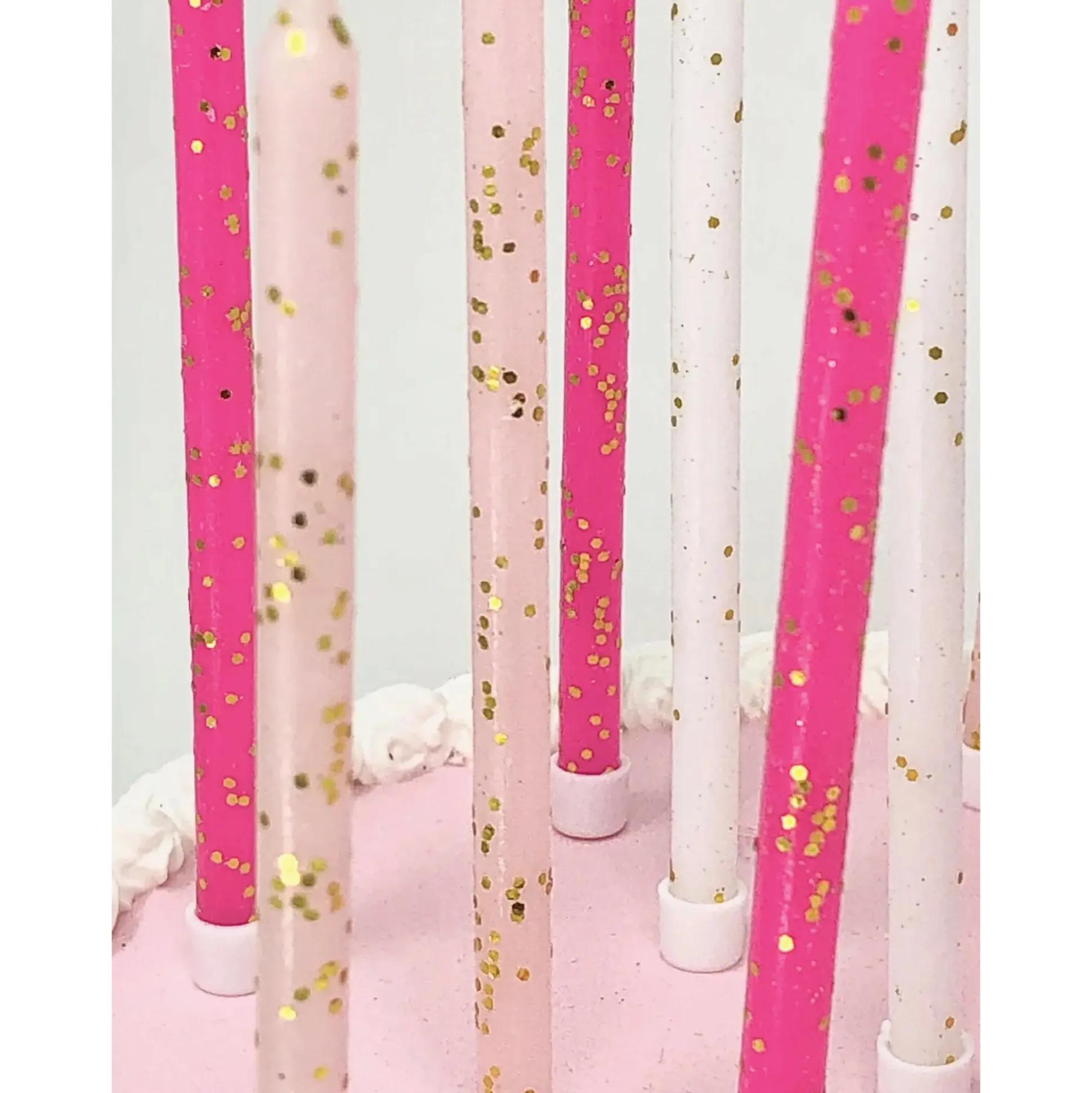 Pink Tones Glitter Birthday Candles 16ct