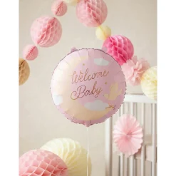 Pink Welcome Baby Foil Balloon 14in