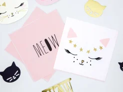 Pink & White Kitty Cat Lunch Napkins 20ct