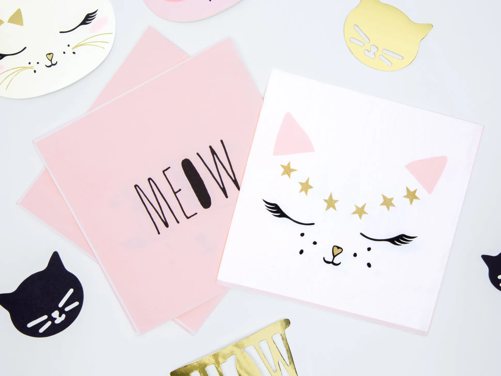 Pink & White Kitty Cat Lunch Napkins 20ct