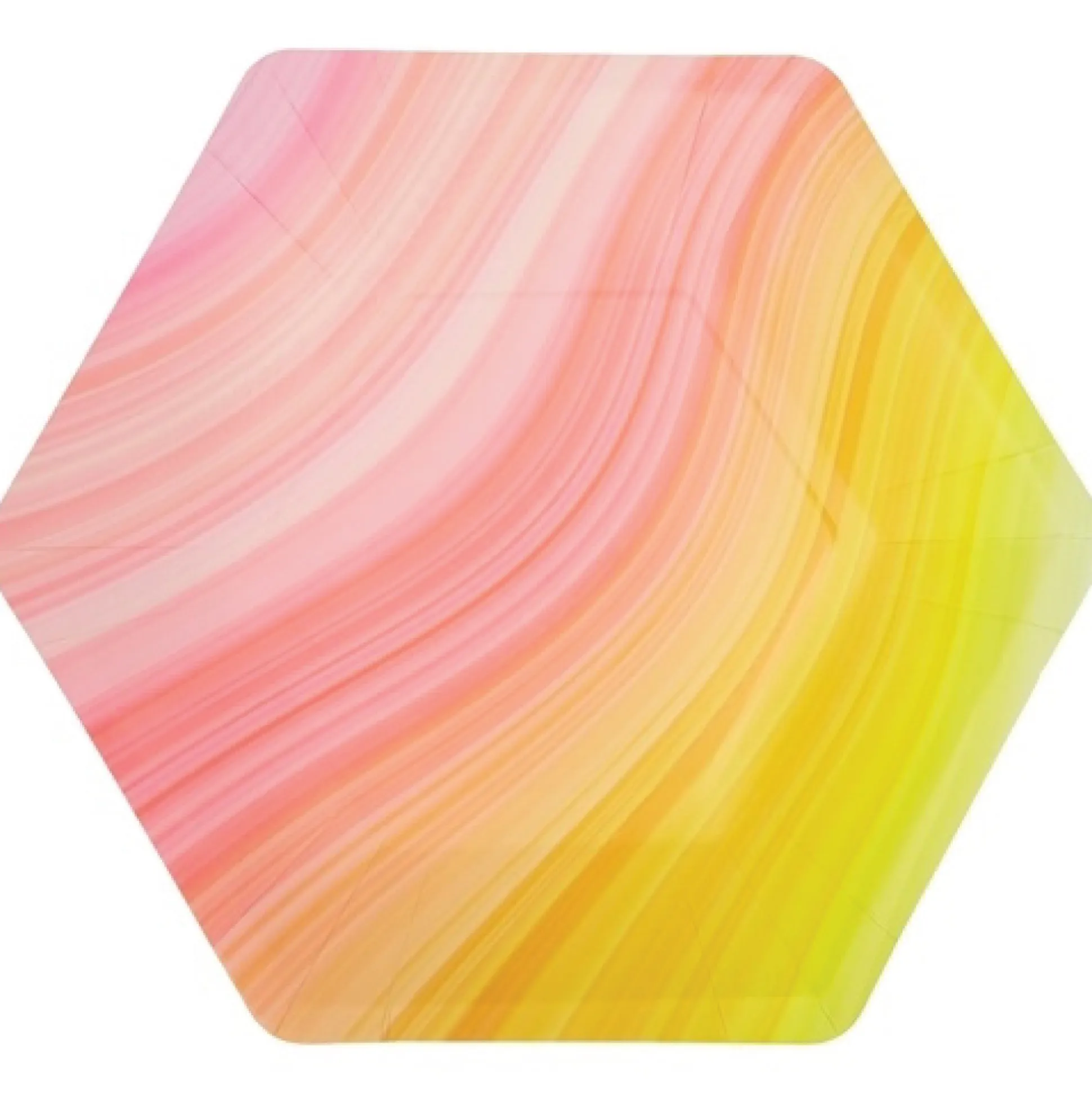 Pink & Yellow Ombre Swirl Hexagon Dinner Plates 8ct