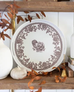 Plymouth Turkey Round Bamboo Serving Tray