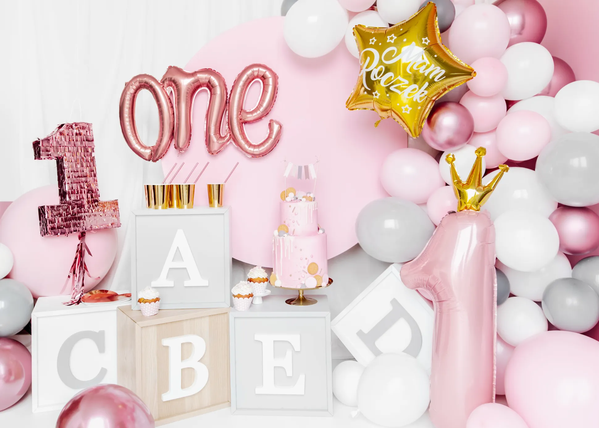 Princess Pink Foil Number 1 Balloon 35.5in