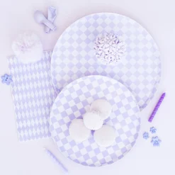 Purple Checkered Lunch Napkins 16ct