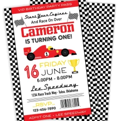 Race Car Birthday Party Invitation