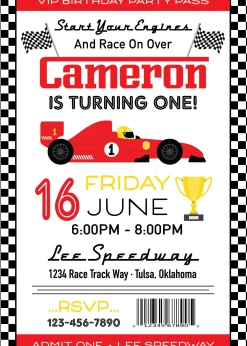 Race Car Birthday Party Invitation