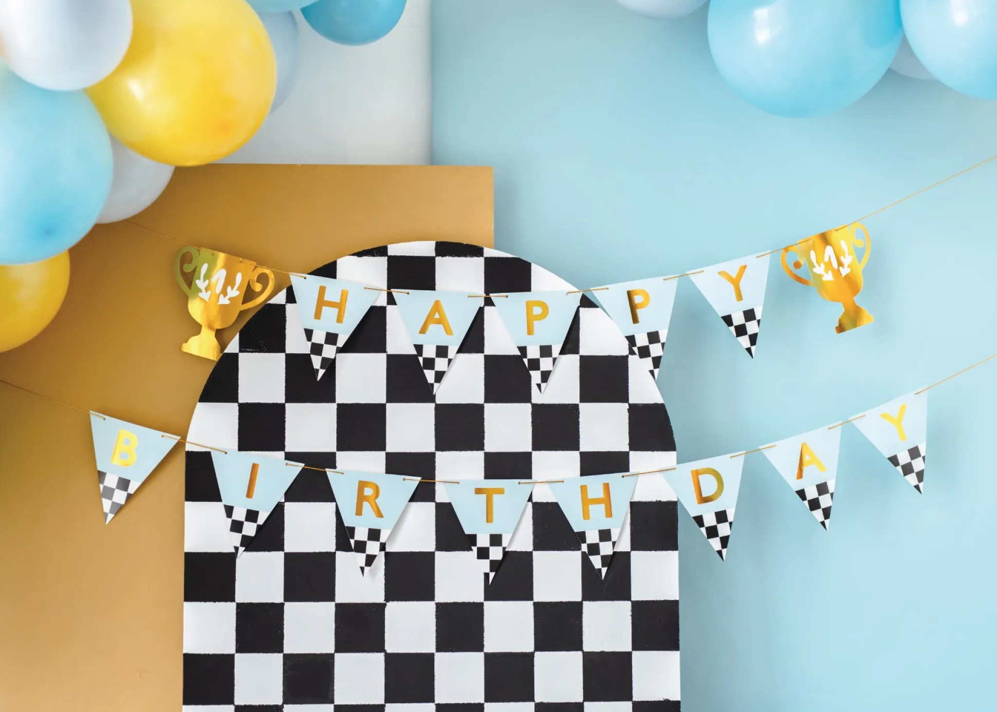 Racing Trophy Happy Birthday Pennant Banner 8ft