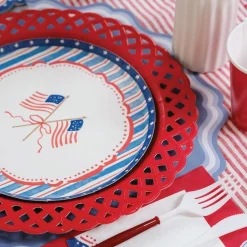 Red Basketweave Dinner Plates 8ct