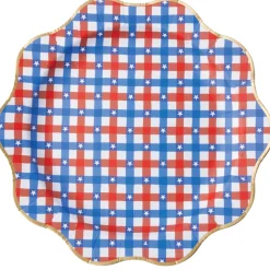 Red & Blue Gingham Star Scalloped Dinner Plates 8ct
