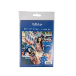Red & Blue Striped Star Foil Balloon 24in