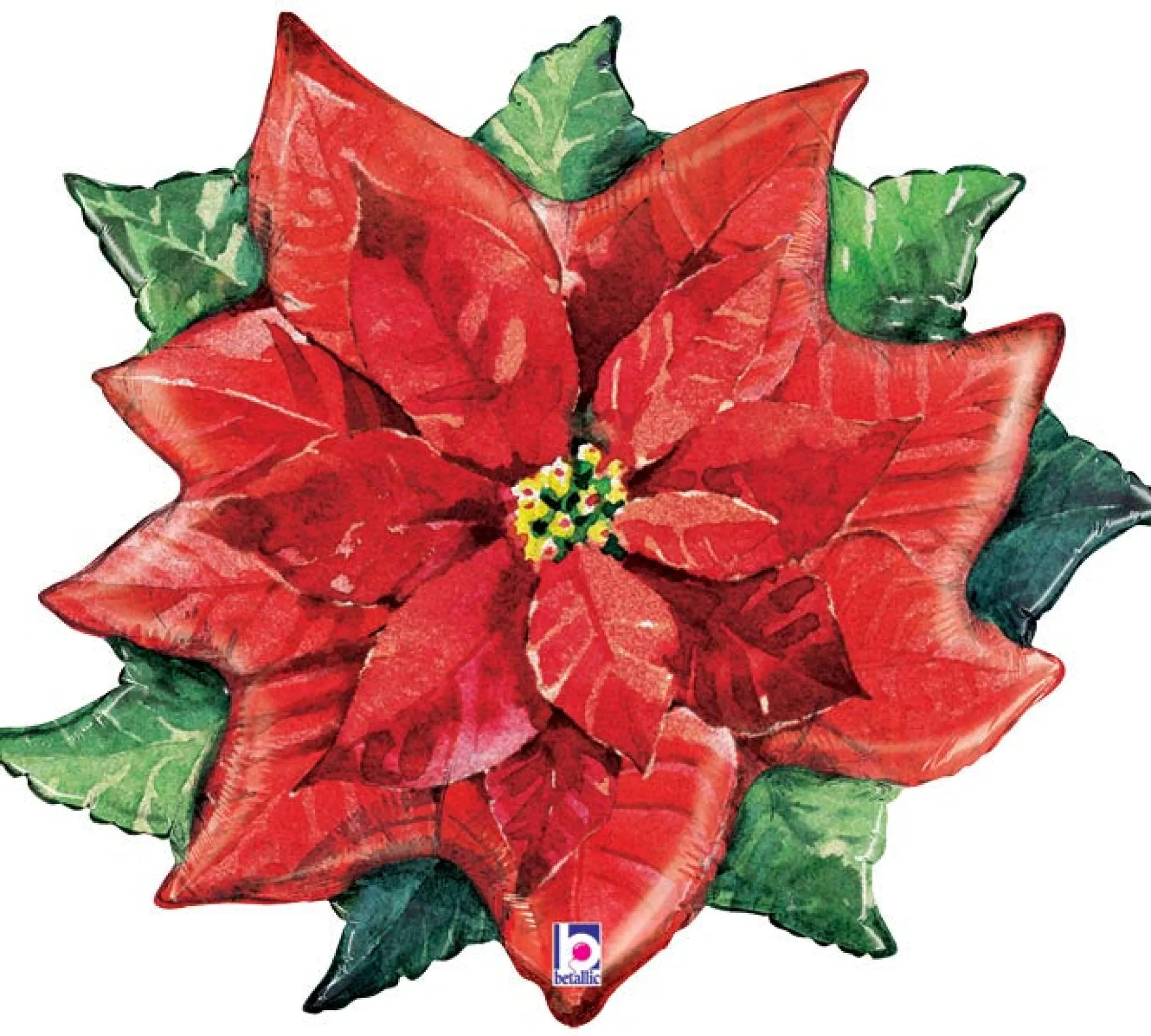 Red Christmas Poinsettia Balloon 34in