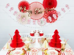 Red Christmas Tree Honeycomb Paper Centerpiece 17in