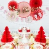 Red Christmas Tree Honeycomb Paper Centerpiece 12in