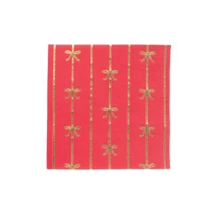 Red & Gold Bow Dessert Napkins 20ct