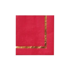 Red & Gold Brushstroke Dessert Napkins 25ct