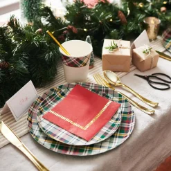 Red & Gold Brushstroke Dessert Napkins 25ct