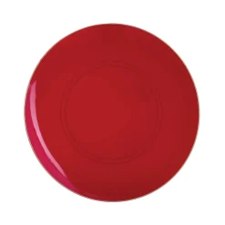 Red & Gold Round Plastic Dessert Plates 10ct