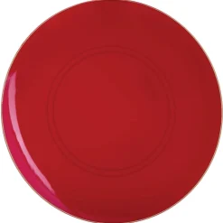 Red & Gold Round Plastic Dinner Plates 10ct