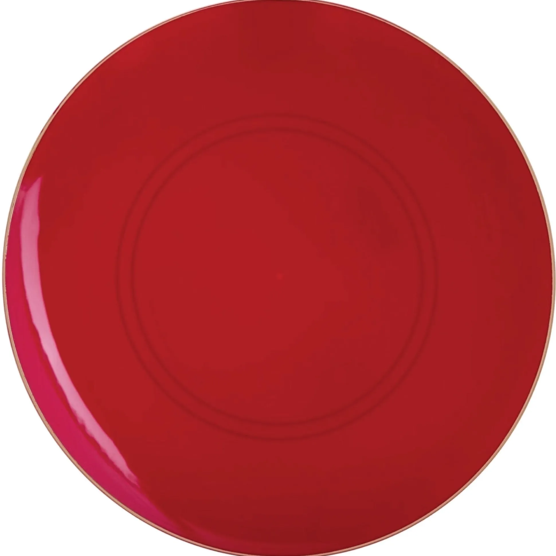 Red & Gold Round Plastic Dinner Plates 10ct