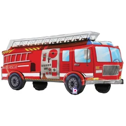 Red Ladder Fire Truck Foil Balloon 34in