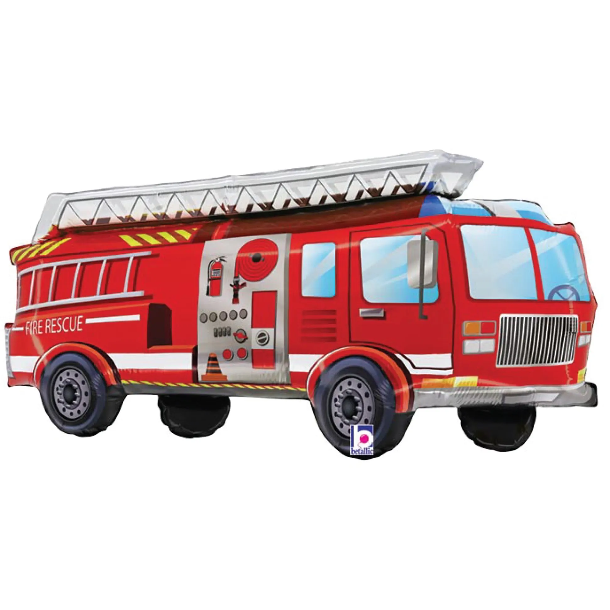 Red Ladder Fire Truck Foil Balloon 34in