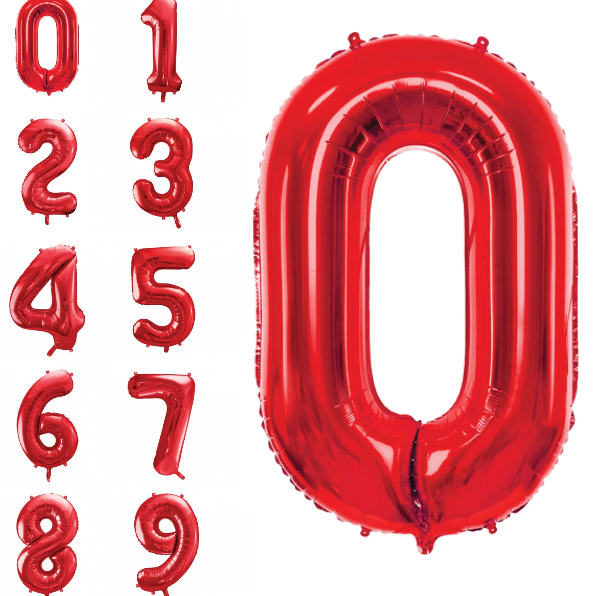 34" Red Number Balloon 0-9