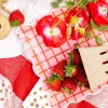 Red & Pink Grid Scalloped Dessert Napkins 24ct