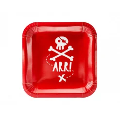 Red Pirate Dessert Plates 6ct