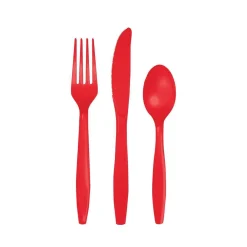 Red Premium Plastic Cutlery Set for 8