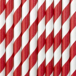 Red Striped Paper Straws 10ct