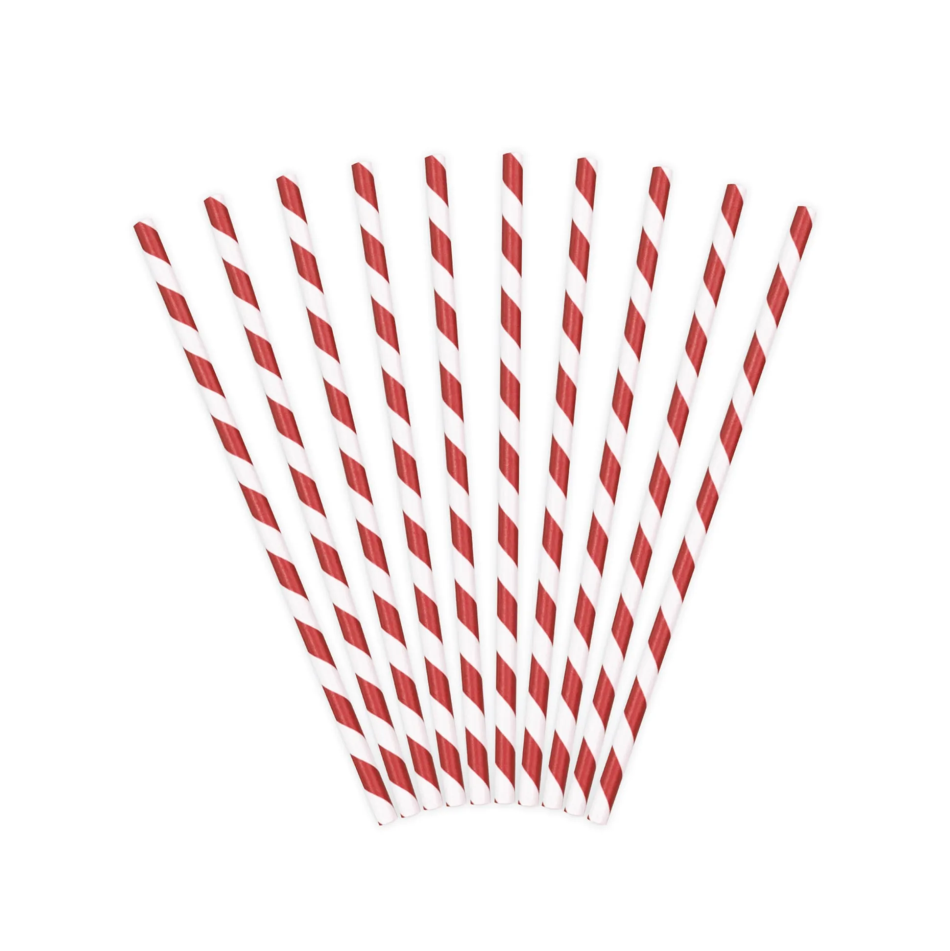 Red Striped Paper Straws 10ct
