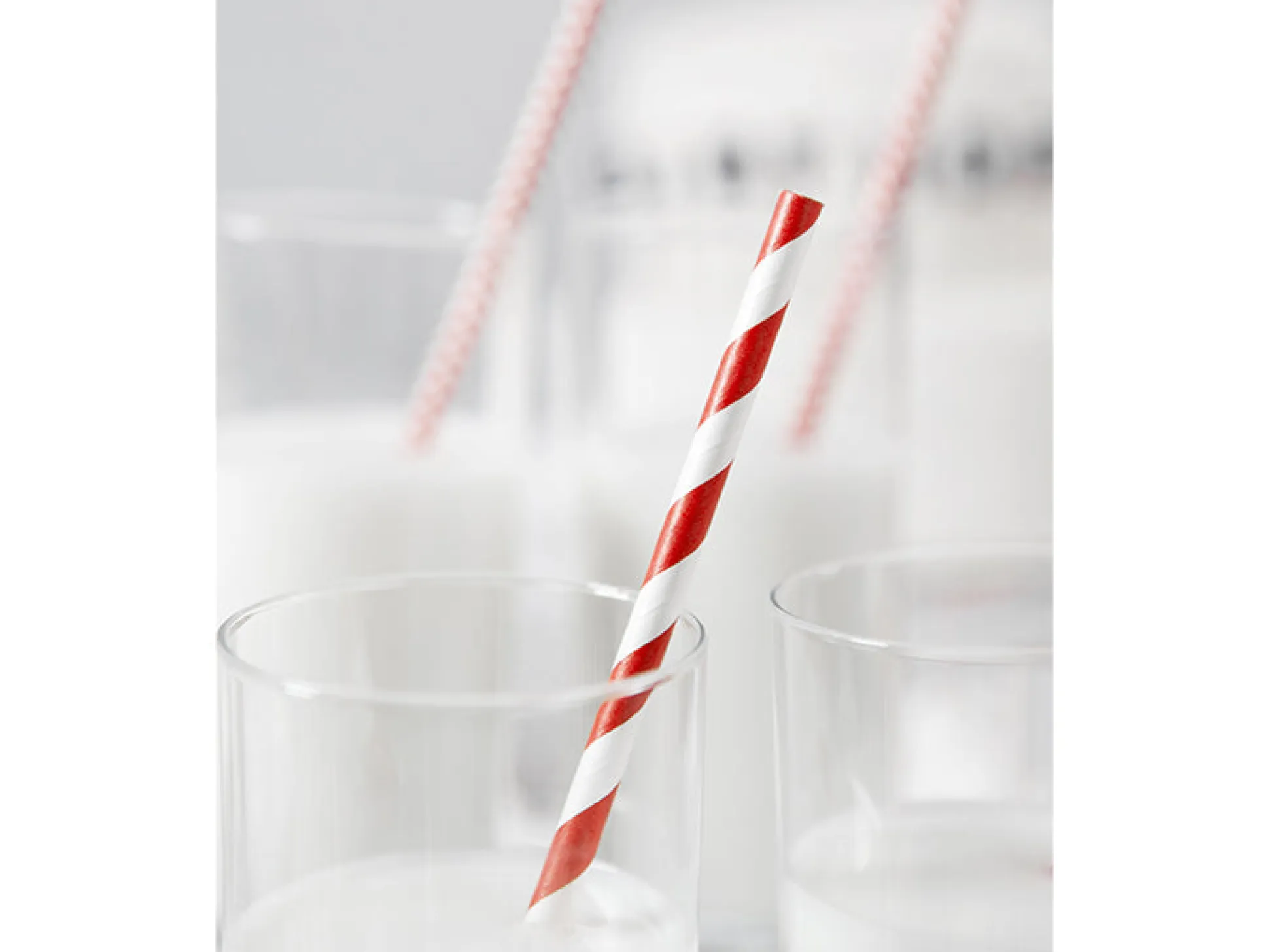 Red Striped Paper Straws 10ct