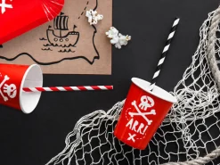 Red Striped Paper Straws 10ct