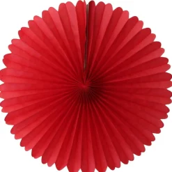 Red Tissue Paper Fan 13in