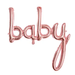 Rose Gold Baby Script Letter Balloon Banner 29in
