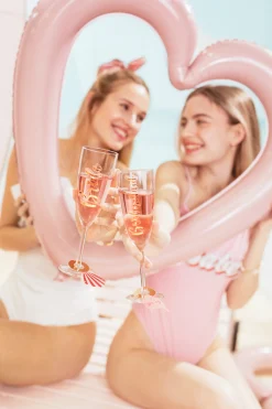 Rose Gold Bride & Bridesmaid Flute Glass Decals 6ct
