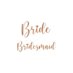Rose Gold Bride & Bridesmaid Flute Glass Decals 6ct