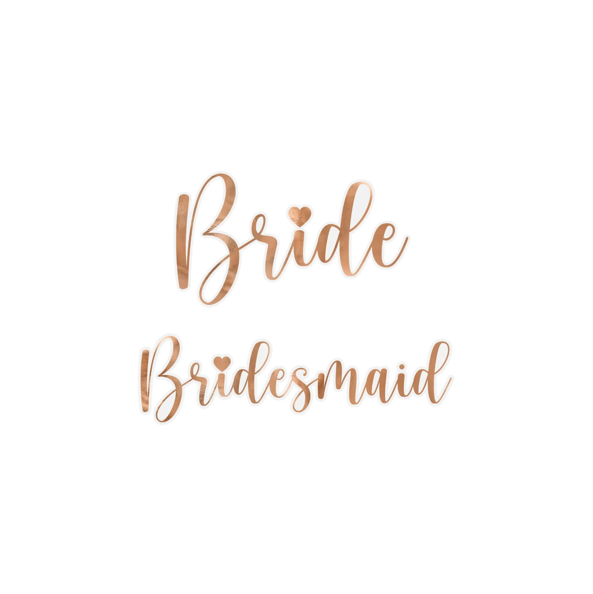 Rose Gold Bride & Bridesmaid Flute Glass Decals 6ct