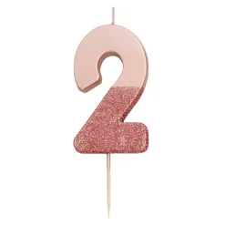 Rose Gold & Gold Glitter Dipped Number Birthday Candle