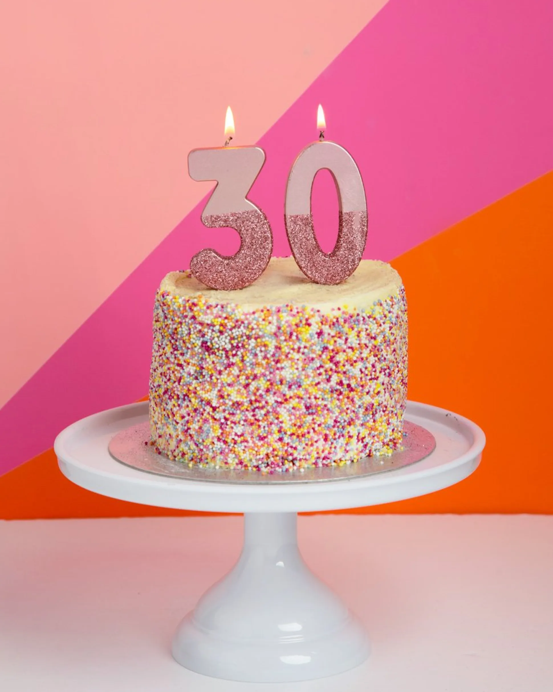 Rose Gold & Gold Glitter Dipped Number Birthday Candle