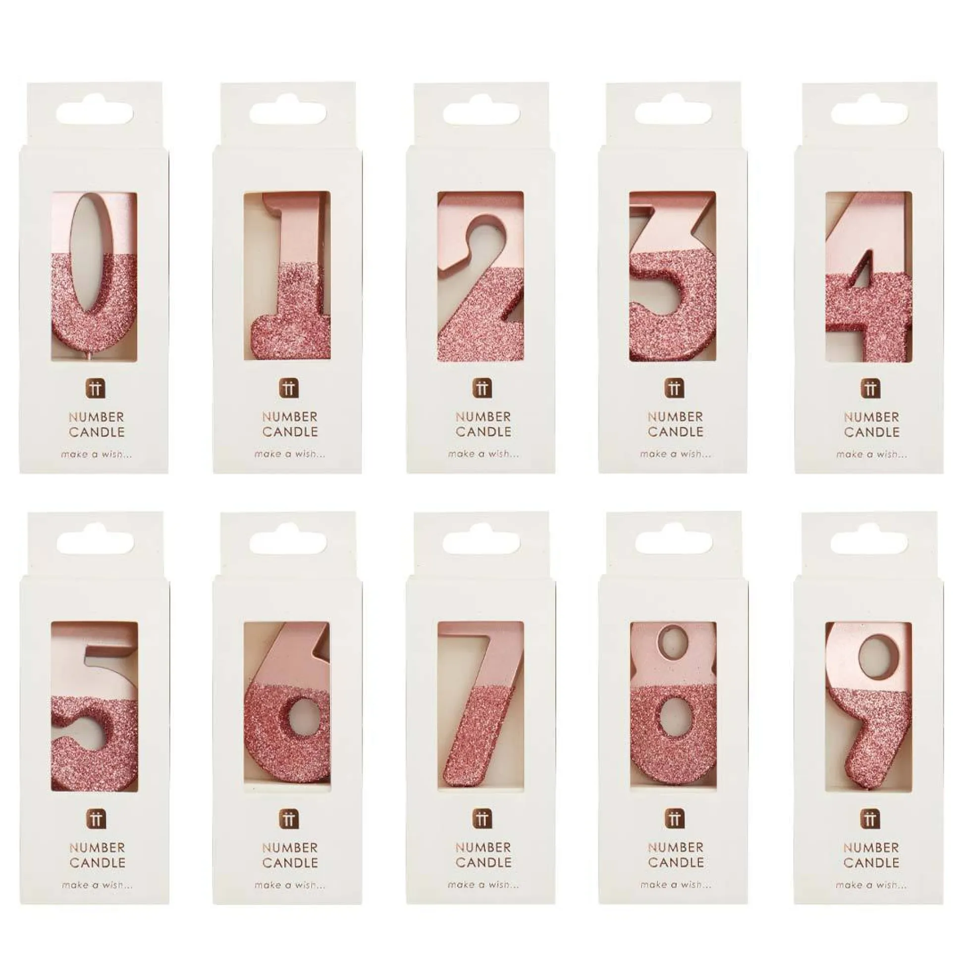 Rose Gold & Gold Glitter Dipped Number Birthday Candle